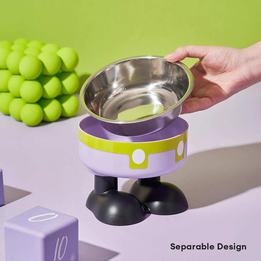 Diseño de overoles divertidos, tazón para perros y gatos de gran capacidad, elevado y antideslizante