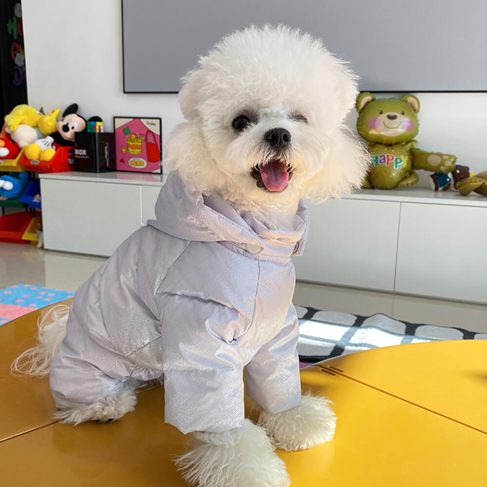 Abrigo con capucha impermeable y de plumón cálido de lujo para perros con cierre a presión en la espalda