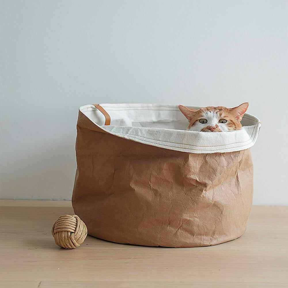 Cama minimalista plegable lavable de papel kraft para gatos