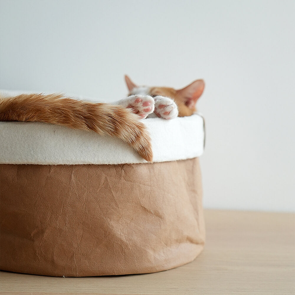 Cama minimalista plegable lavable de papel kraft para gatos