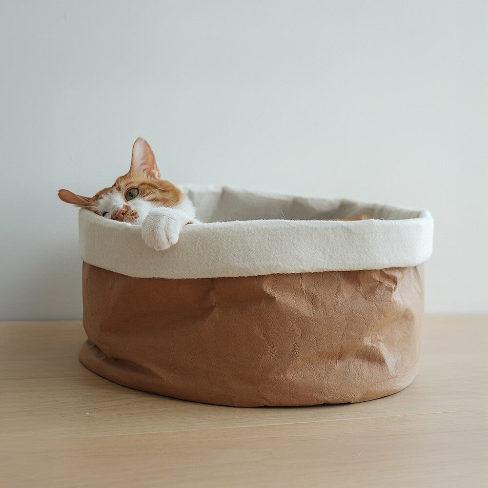 Cama minimalista plegable lavable de papel kraft para gatos