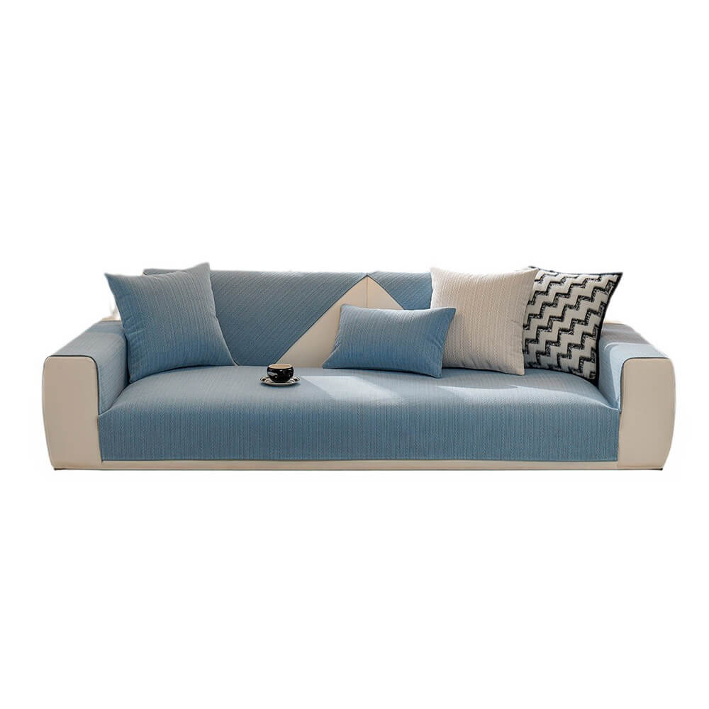 Cubierta de sofá de chenille con diseño a rayas de trigo impermeable minimalista