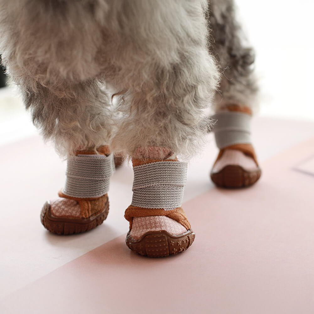 Botas para perros con velcro antideslizantes, duraderas, impermeables y forradas de felpa