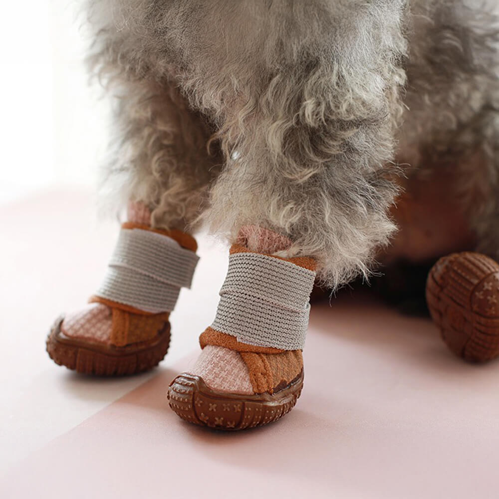 Botas para perros con velcro antideslizantes, duraderas, impermeables y forradas de felpa