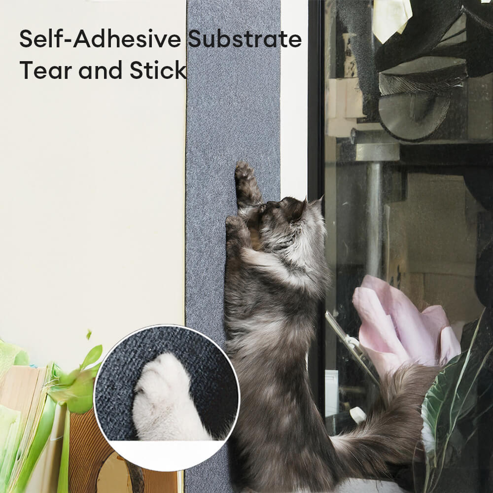 Tablero rascador de pared para gatos autoadhesivo y con felpa antiprastraciones