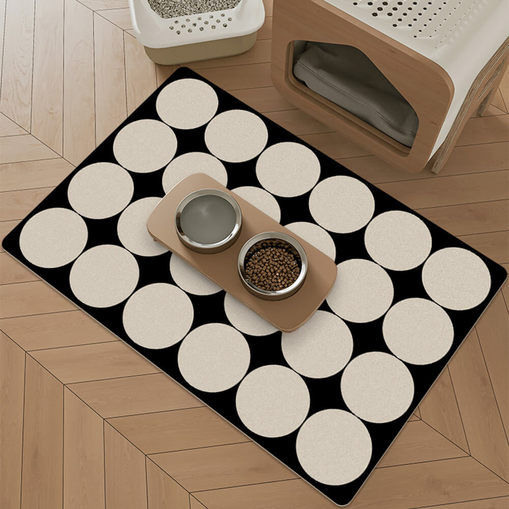 Alfombrilla para alimentar mascotas con respaldo de diatomita geométrica simple y absorbente