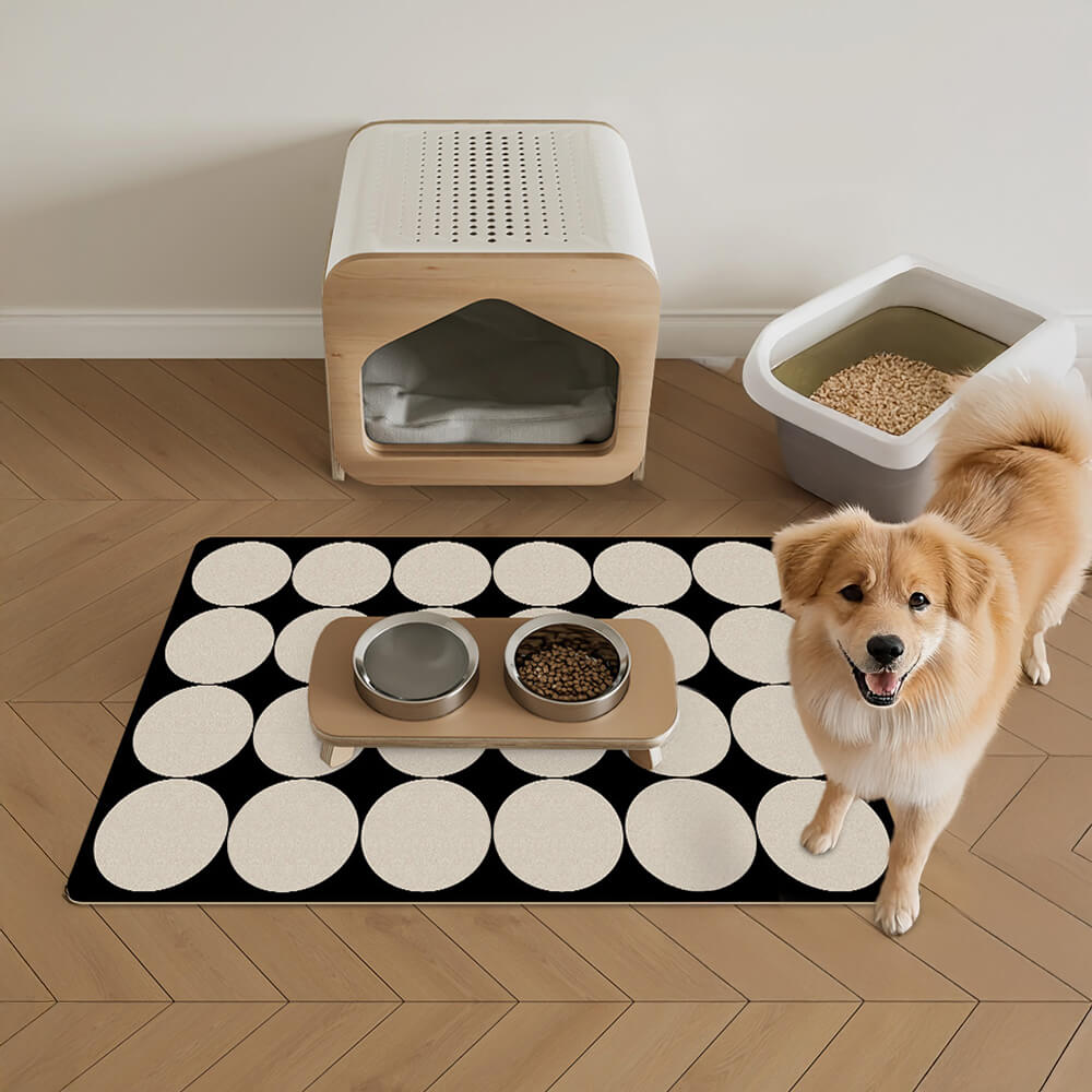 Alfombrilla para alimentar mascotas con respaldo de diatomita geométrica simple y absorbente