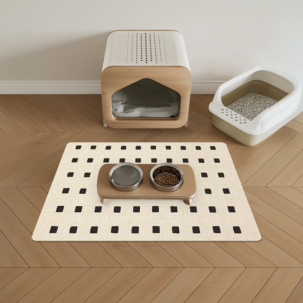 Alfombrilla para alimentar mascotas con respaldo de diatomita geométrica simple y absorbente