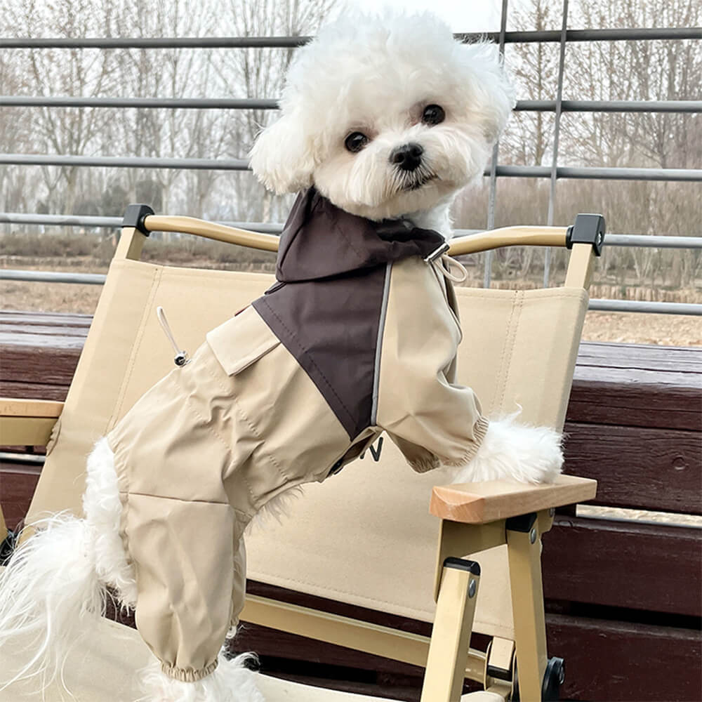 Chaqueta con capucha para perros para exteriores, elegante, impermeable, resistente al viento y ajustable