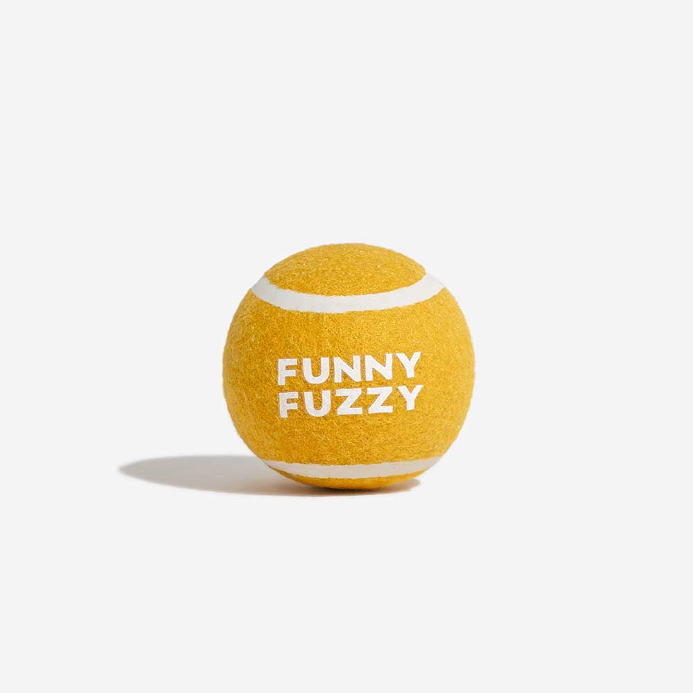 Pelota de tenis FUNNYFUZZY para perros: chirría y rebota