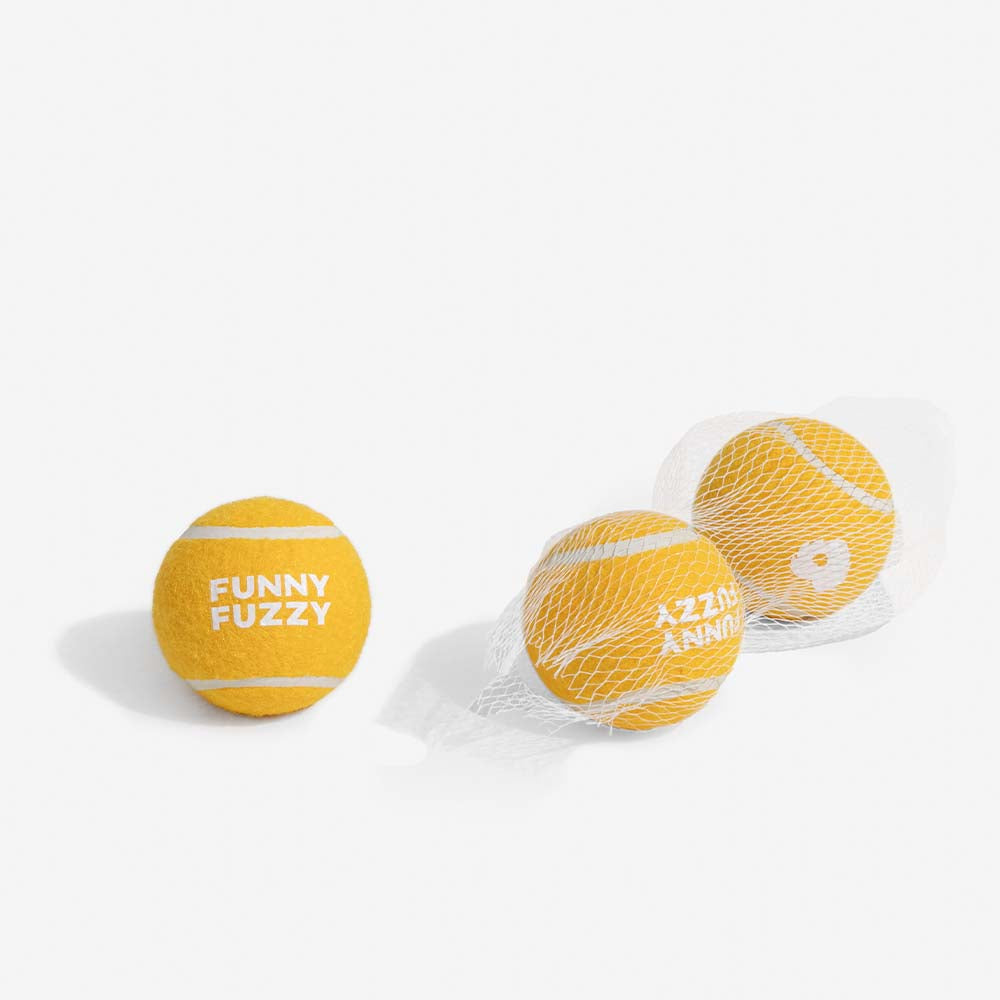 Pelota de tenis FUNNYFUZZY para perros: chirría y rebota