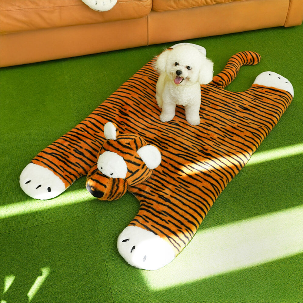 Alfombrilla cálida para dormir para perros y gatos con forma de rayas de tigre