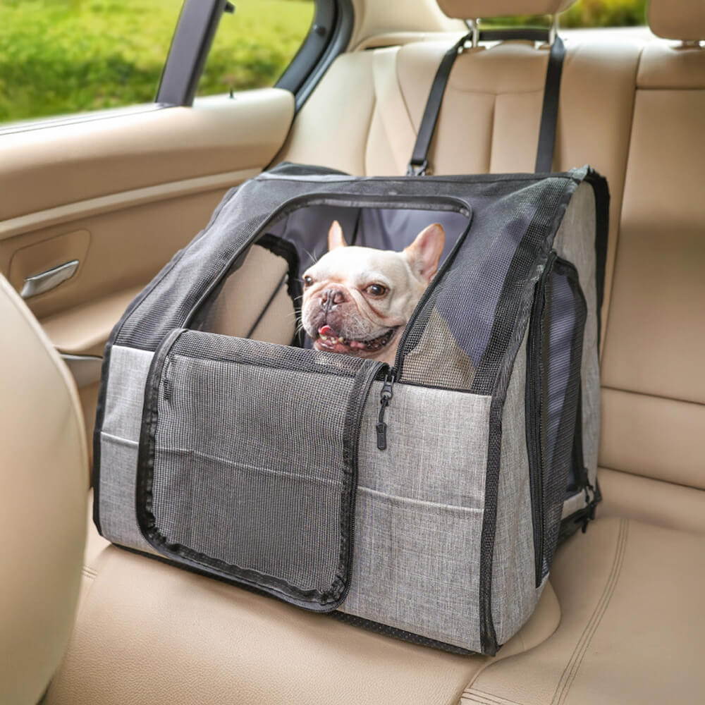 Asiento de coche y bolsa de transporte para perros y gatos, plegable, portátil y transpirable, apto para viajes