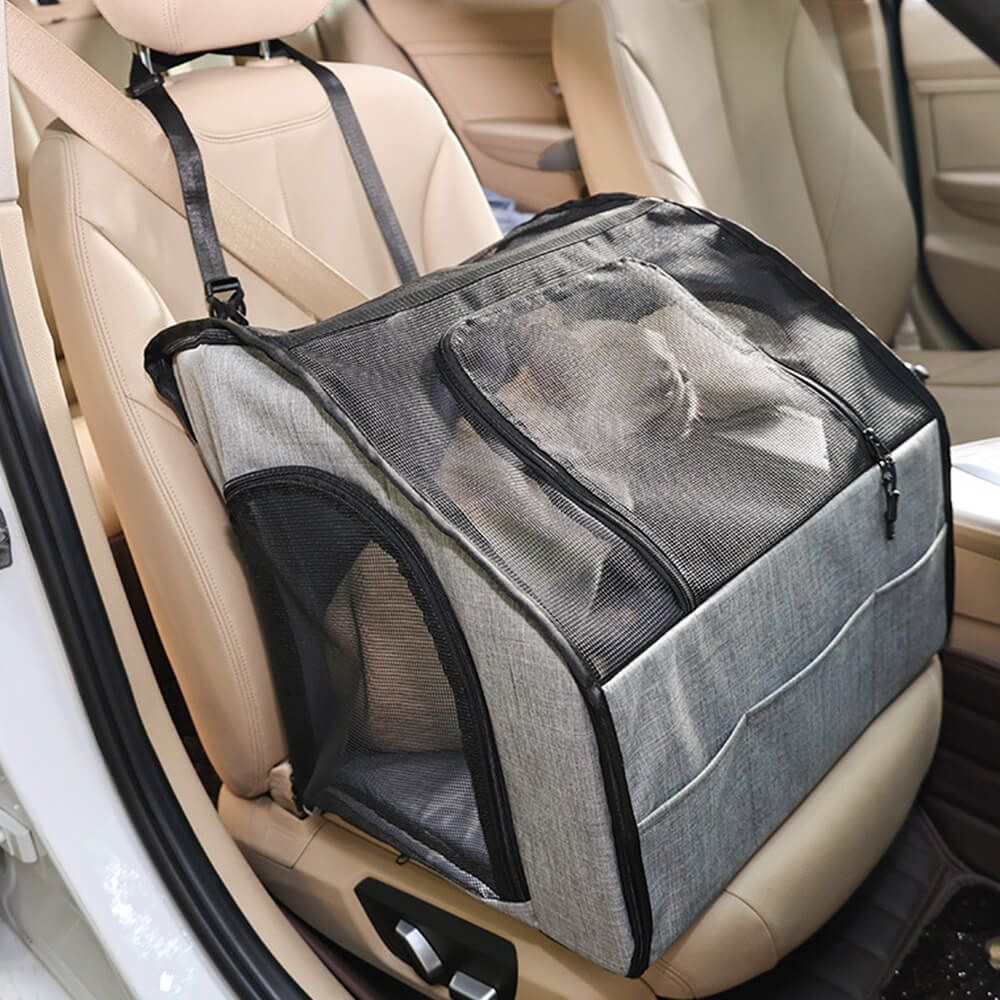 Asiento de coche y bolsa de transporte para perros y gatos, plegable, portátil y transpirable, apto para viajes