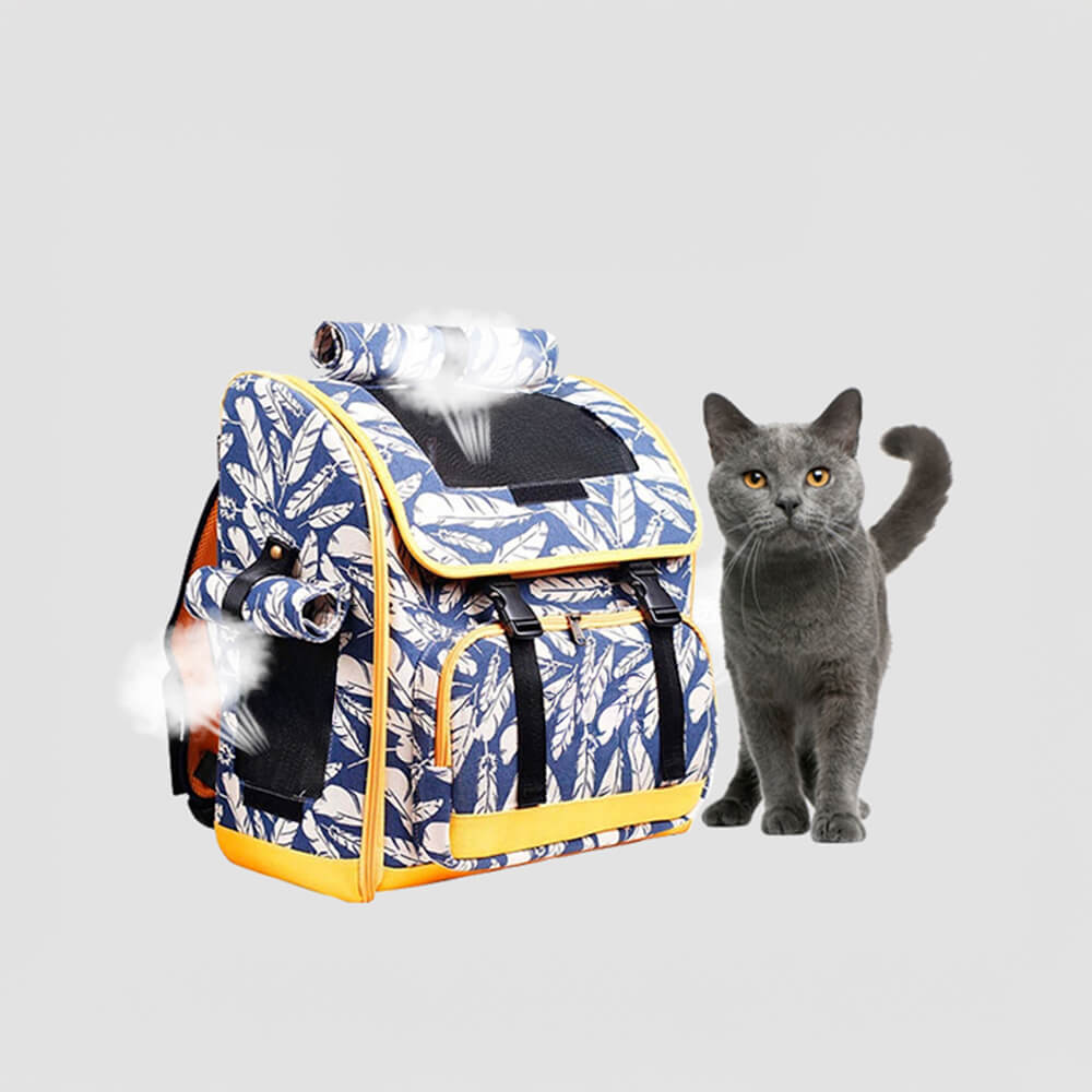 Mochila para gatos de viaje portátil y cómoda con estampado hawaiano a la moda