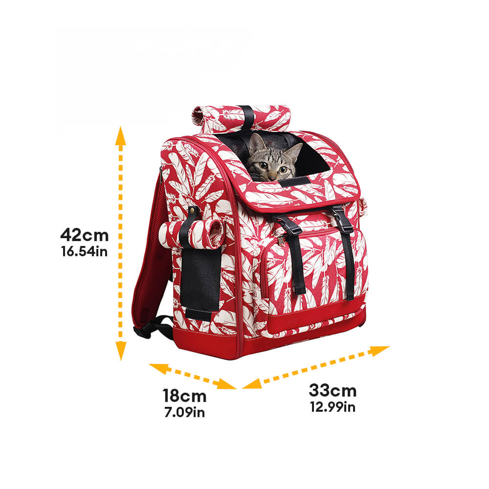 Mochila para gatos de viaje portátil y cómoda con estampado hawaiano a la moda