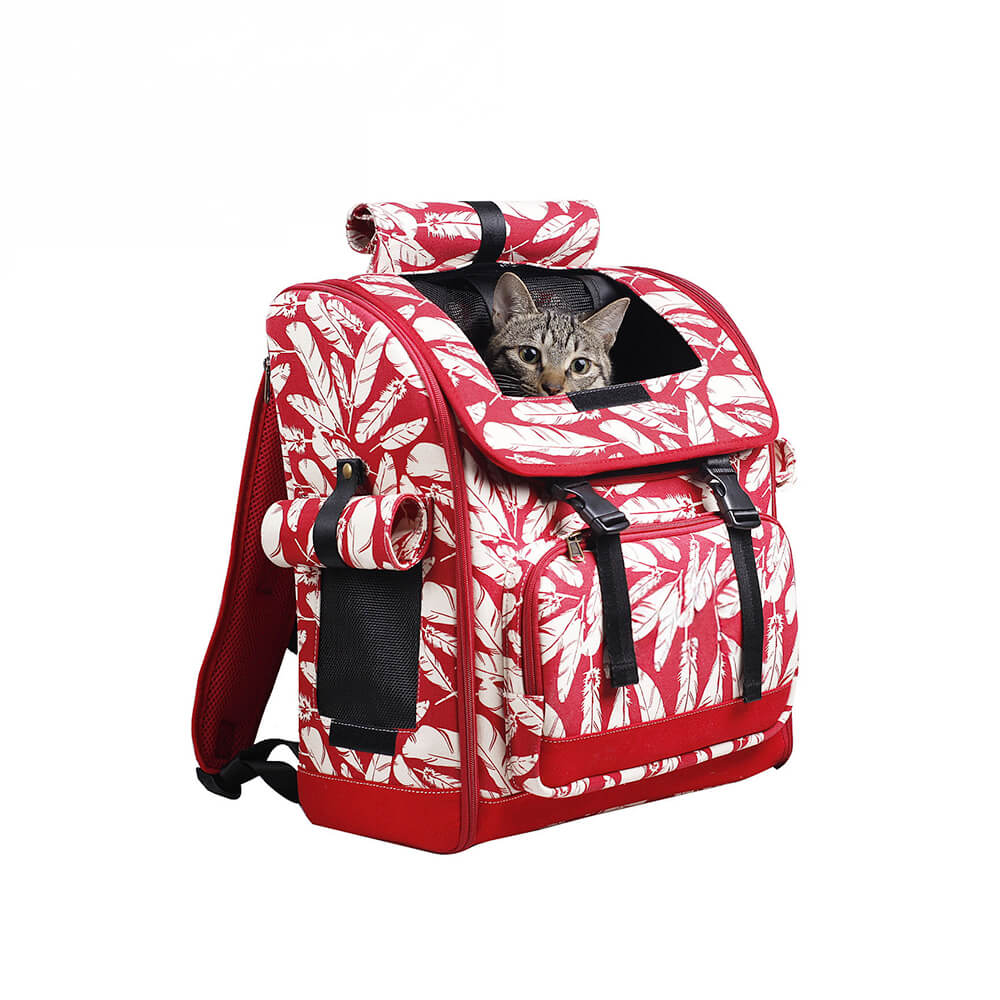 Mochila para gatos de viaje portátil y cómoda con estampado hawaiano a la moda