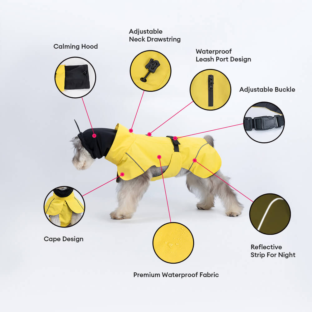 Poncho impermeable para perros con cuello alto, ligero, reflectante y ajustable