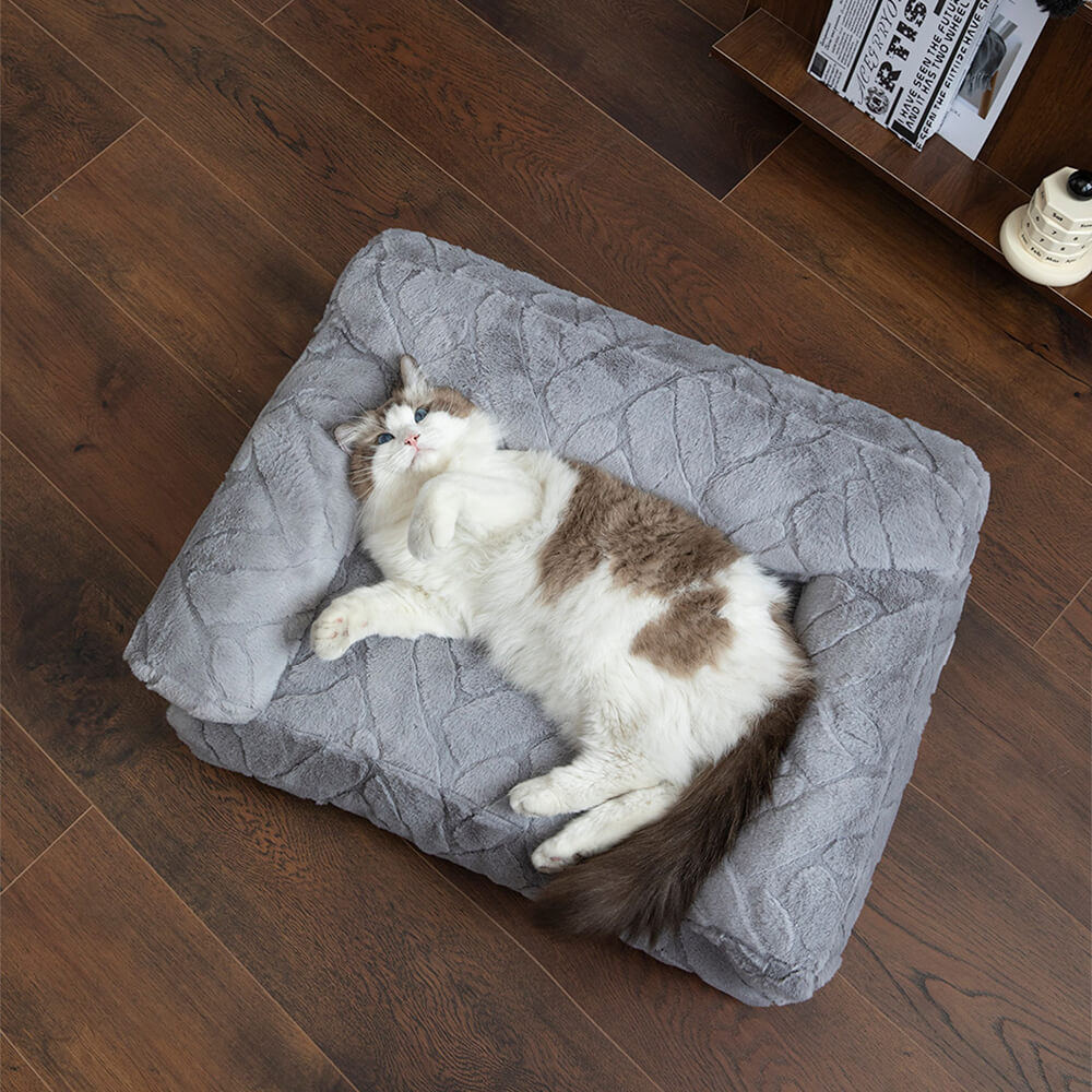 Cama cálida para perros y gatos de piel sintética de conejo ultra suave en jacquard