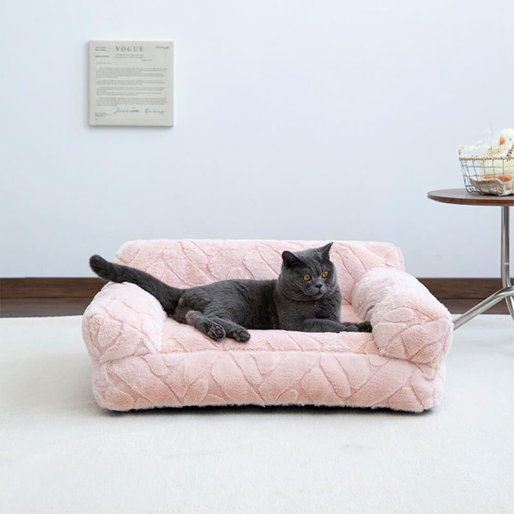 Cama cálida para perros y gatos de piel sintética de conejo ultra suave en jacquard