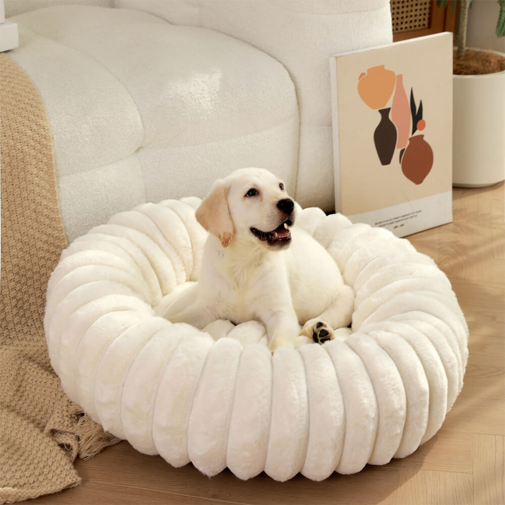 Cama para perros y gatos con forma de donut redonda de felpa ultra suave