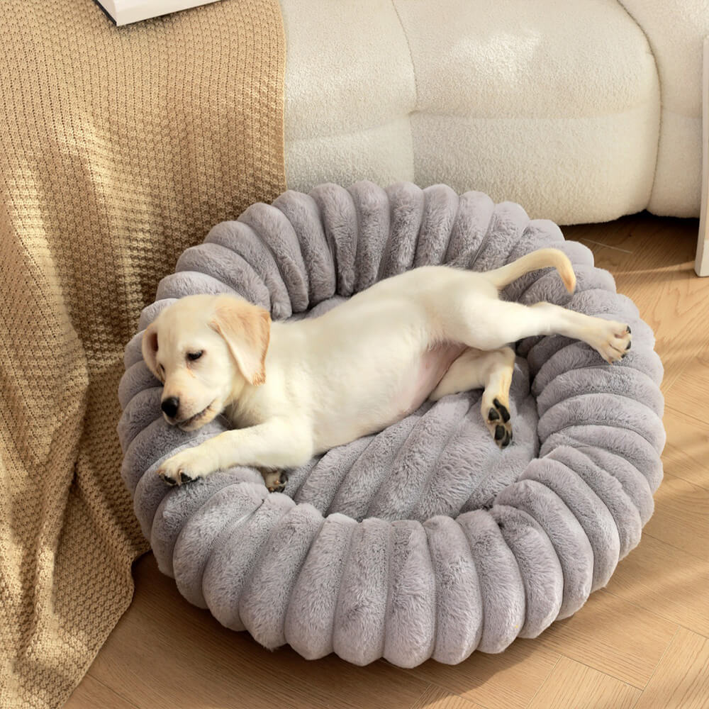 Cama para perros y gatos con forma de donut redonda de felpa ultra suave