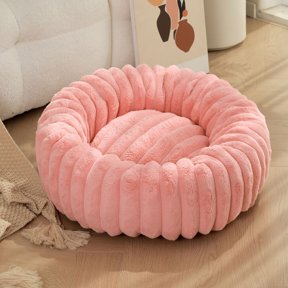 Cama para perros y gatos con forma de donut redonda de felpa ultra suave