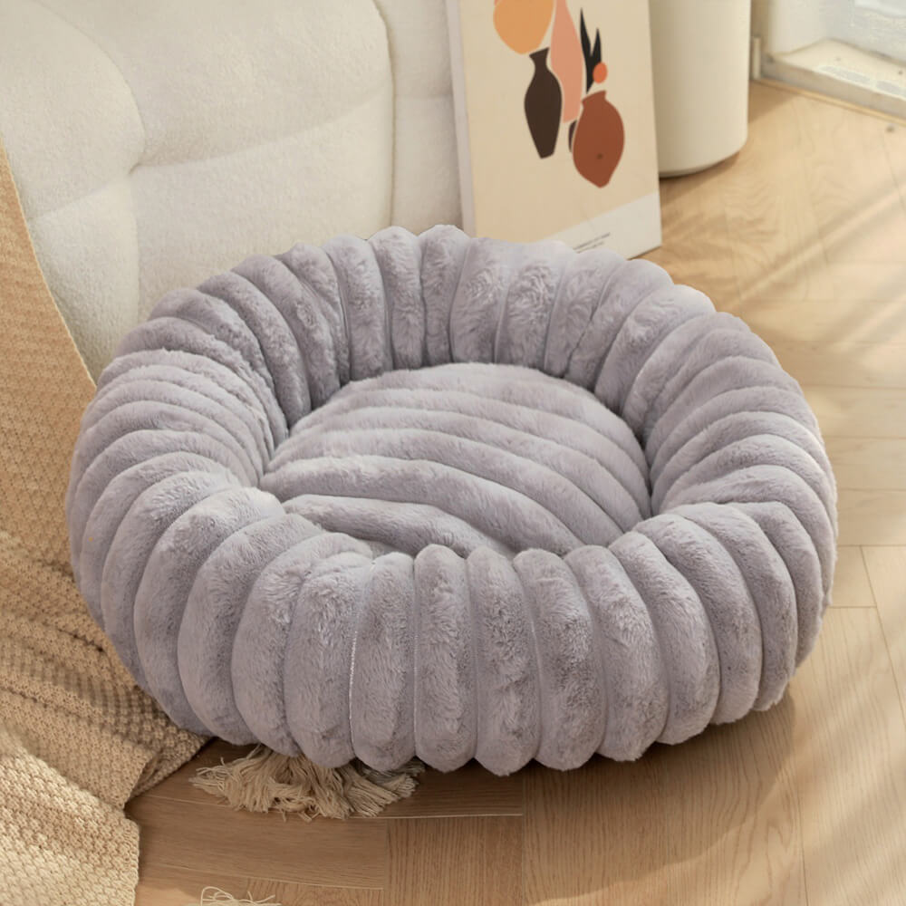 Cama para perros y gatos con forma de donut redonda de felpa ultra suave