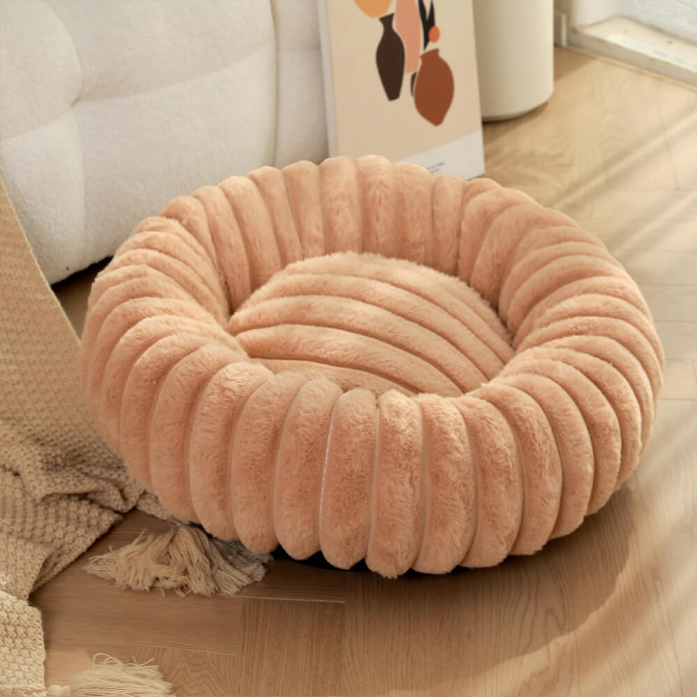 Cama para perros y gatos con forma de donut redonda de felpa ultra suave