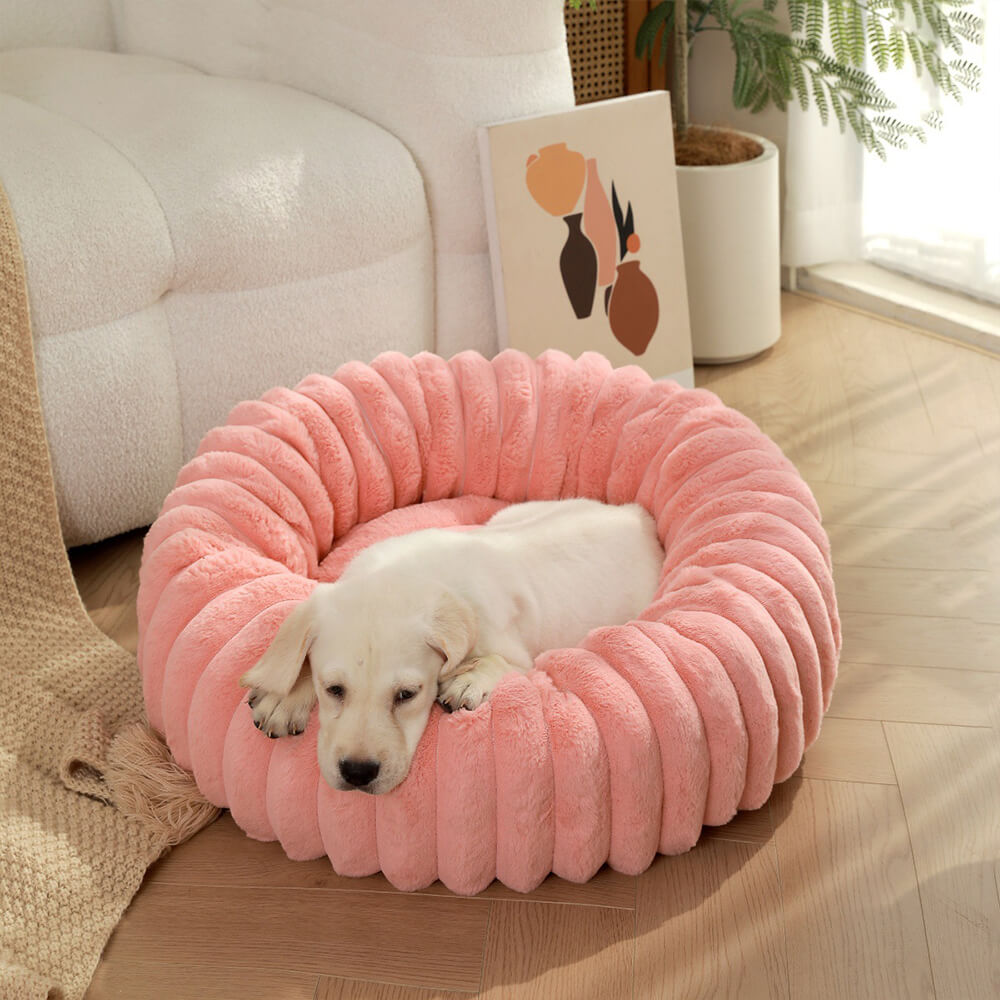 Cama para perros y gatos con forma de donut redonda de felpa ultra suave