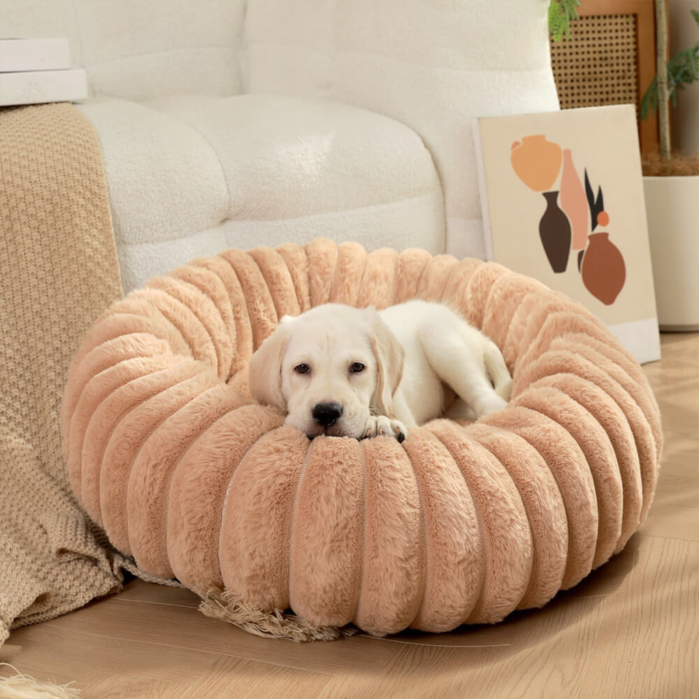 Cama para perros y gatos con forma de donut redonda de felpa ultra suave