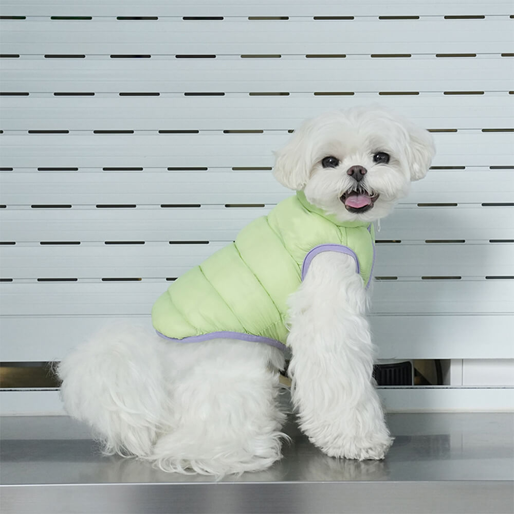 Chaleco para perros ultra elegante, cálido y ligero con rayas de doble cara