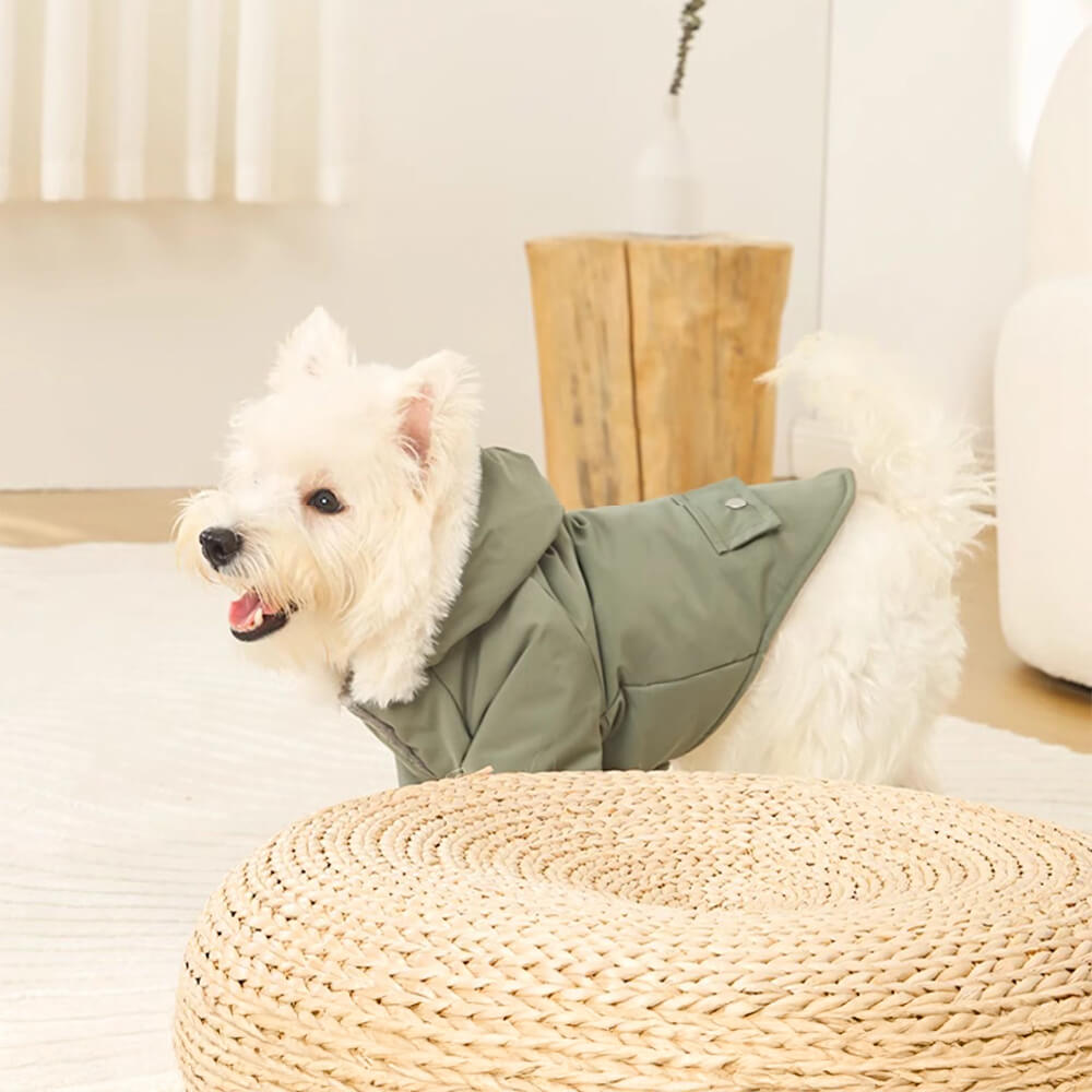 Abrigo para perros con capucha, resistente al viento y con forro de piel sintética ultracálido