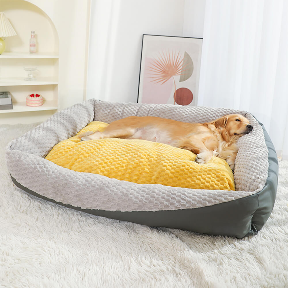 Cama ortopédica vintage para perros y gatos, cálida y acogedora, de felpa y con paredes altas