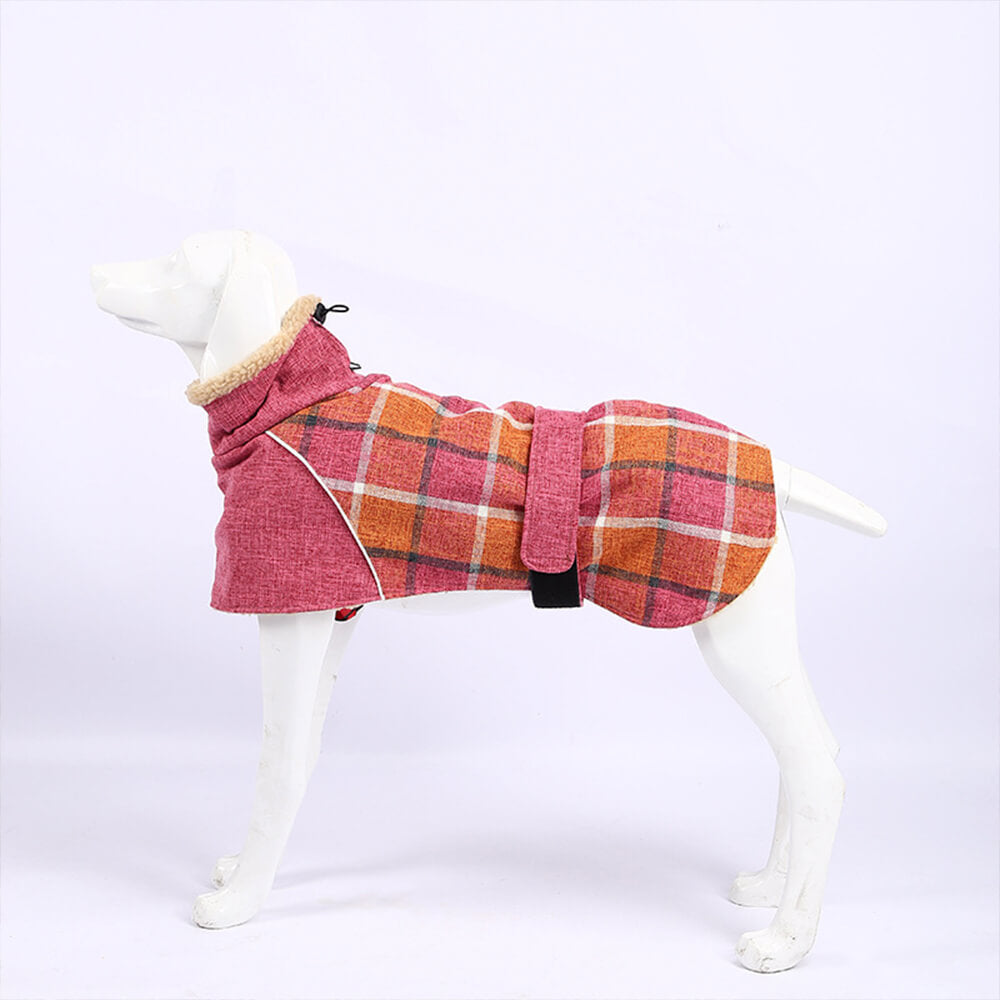 Chaqueta de cuello alto ajustable con cuadros polares cálidos para perros