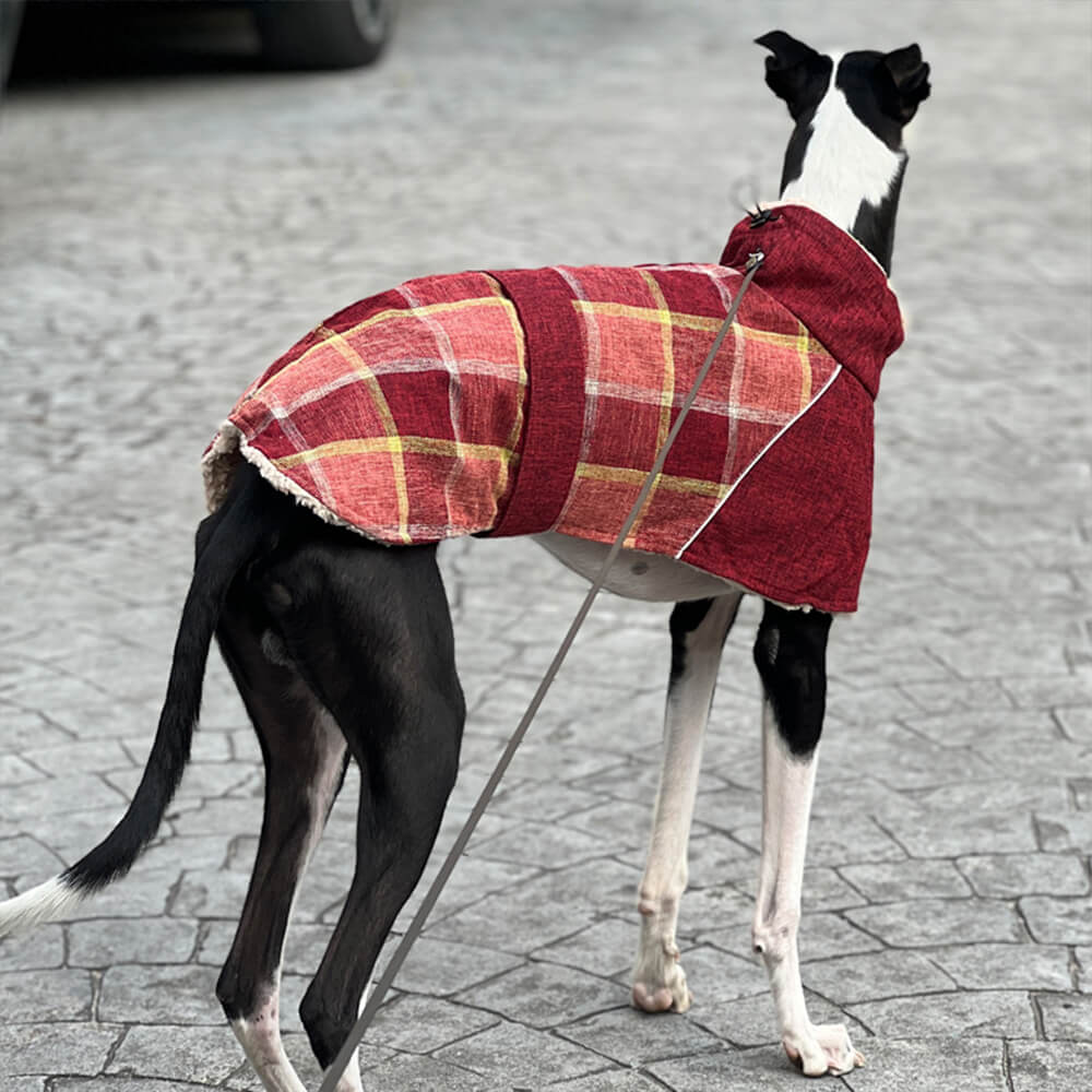 Chaqueta de cuello alto ajustable con cuadros polares cálidos para perros