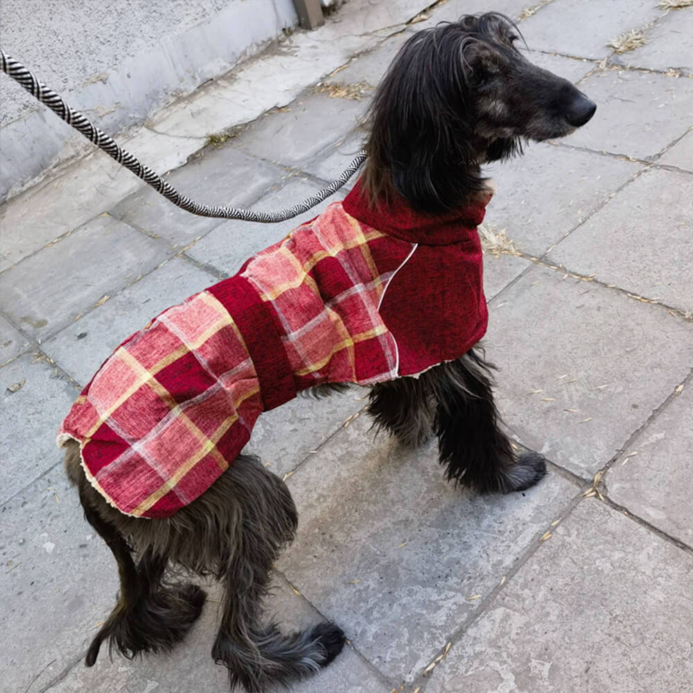 Chaqueta de cuello alto ajustable con cuadros polares cálidos para perros