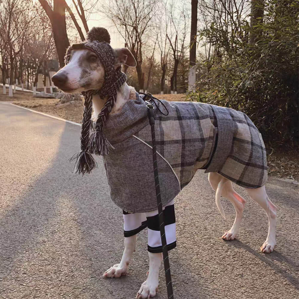 Chaqueta de cuello alto ajustable con cuadros polares cálidos para perros