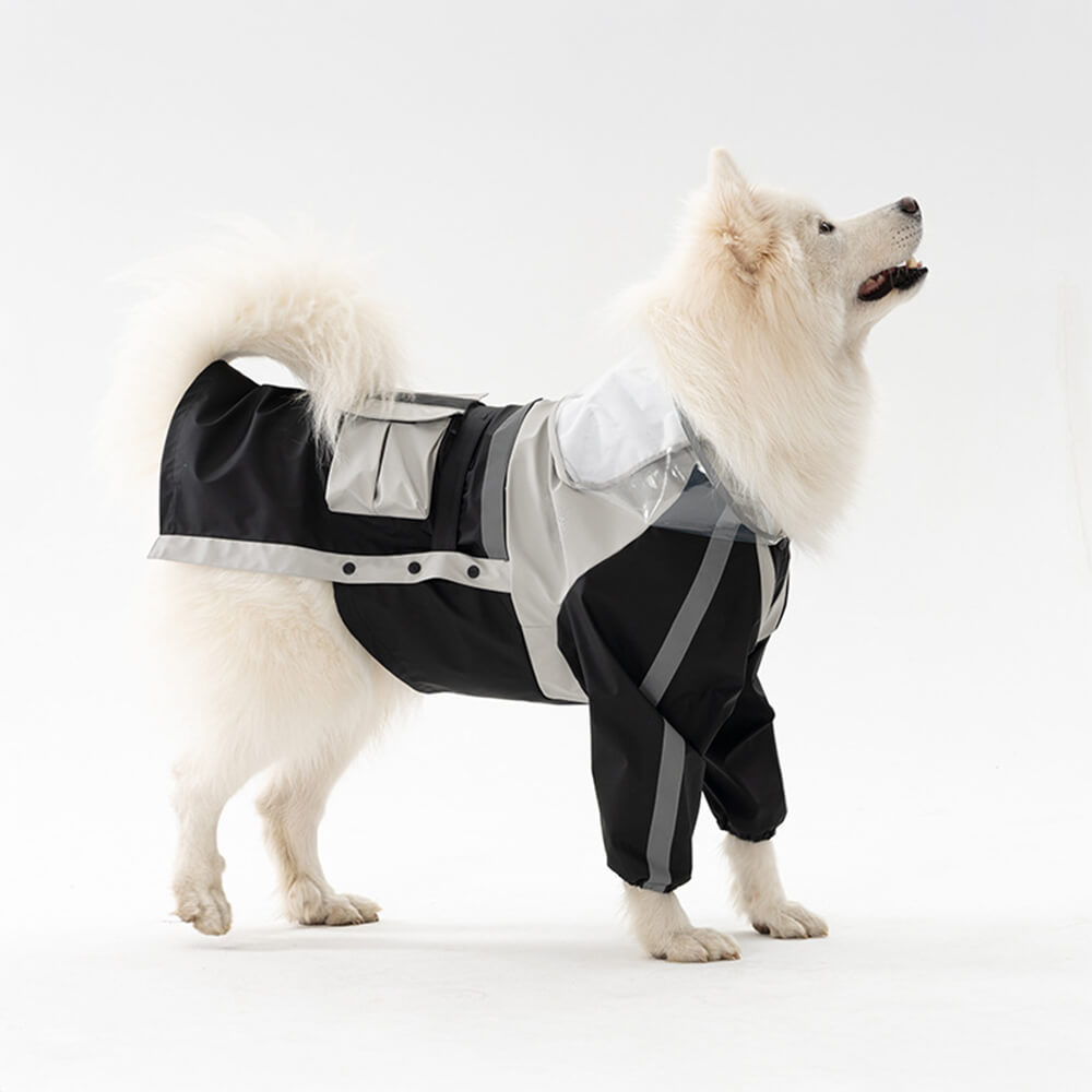 Chubasquero con capucha para perros, impermeable, reflectante, ajustable, con ala transparente