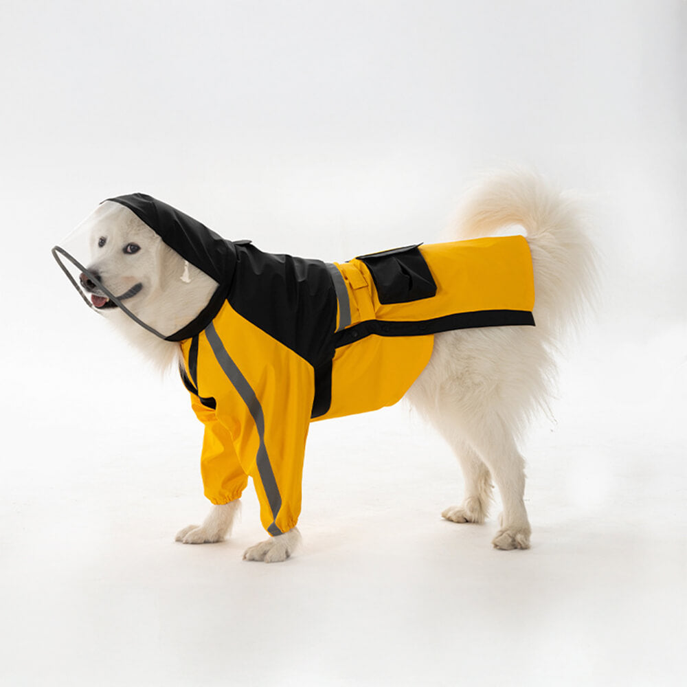 Chubasquero con capucha para perros, impermeable, reflectante, ajustable, con ala transparente