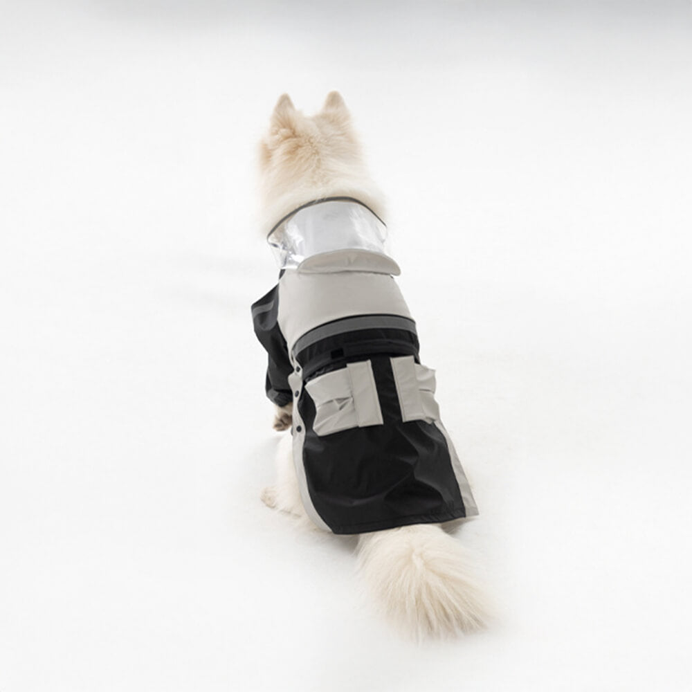 Chubasquero con capucha para perros, impermeable, reflectante, ajustable, con ala transparente