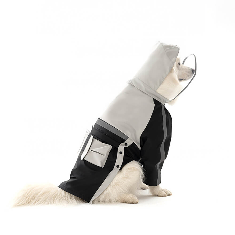 Chubasquero con capucha para perros, impermeable, reflectante, ajustable, con ala transparente