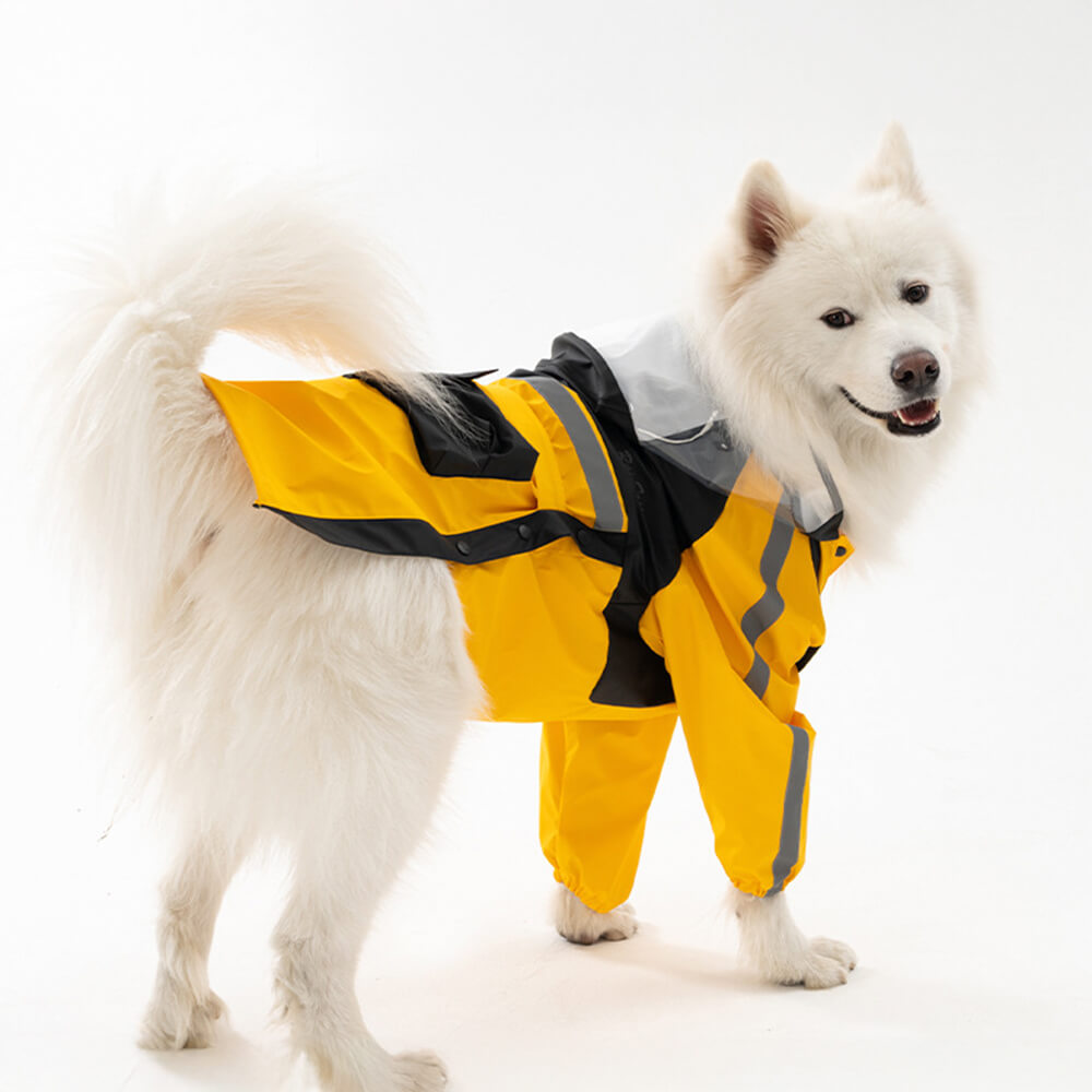 Chubasquero con capucha para perros, impermeable, reflectante, ajustable, con ala transparente