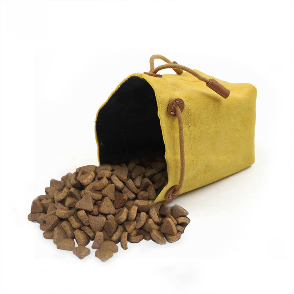 Bolsa para golosinas para perros para entrenamiento al aire libre, de lona encerada y piel sintética, bolsa para desechos