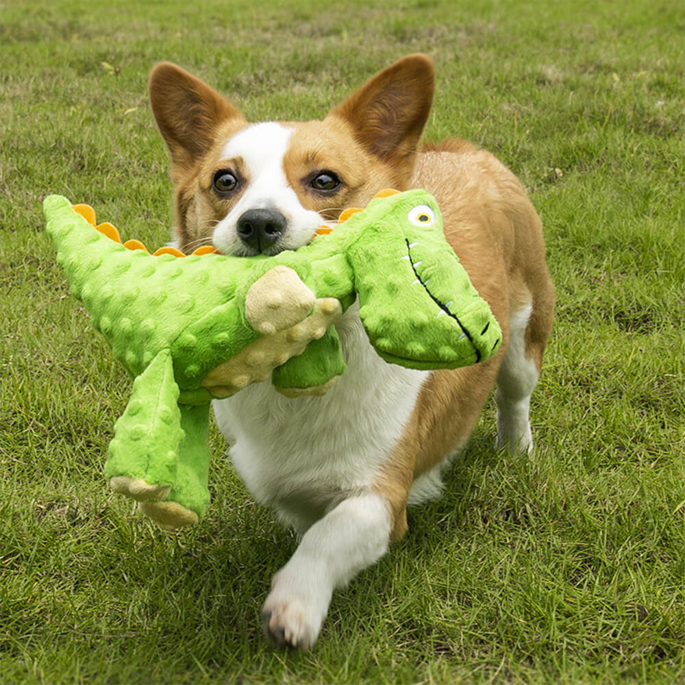 Juguete duradero para perros con forma de caimán resistente a las mordeduras y chirriador incorporado