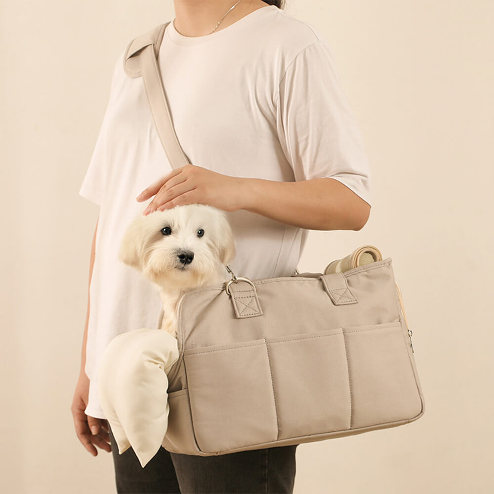Bolsa transportadora para perros y gatos con estilo, a rayas y amigable para viajar