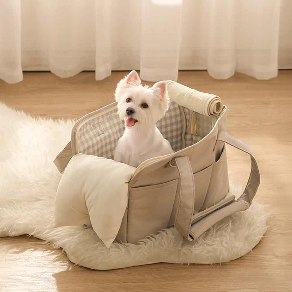 Bolsa transportadora para perros y gatos con estilo, a rayas y amigable para viajar