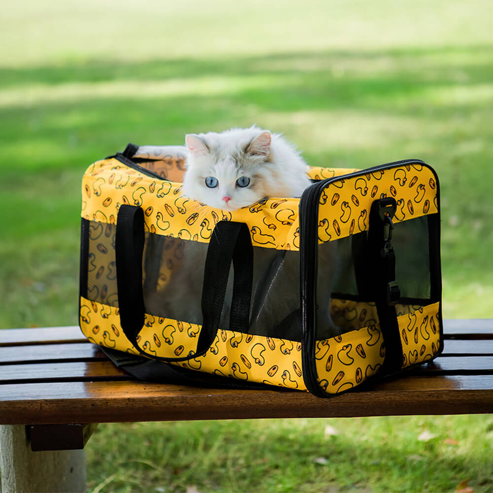 Bolsa transportadora plegable ligera para perros y gatos de malla transpirable