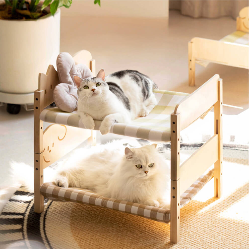 Cama para gatos de madera apilable y duradera