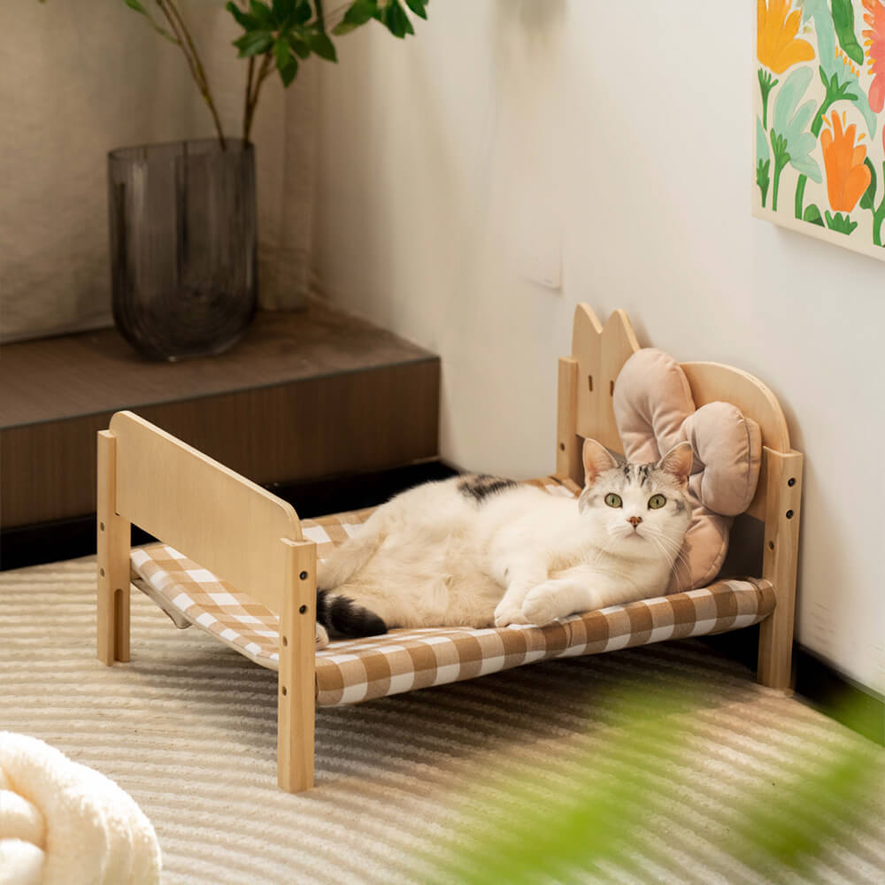 Cama para gatos de madera apilable y duradera